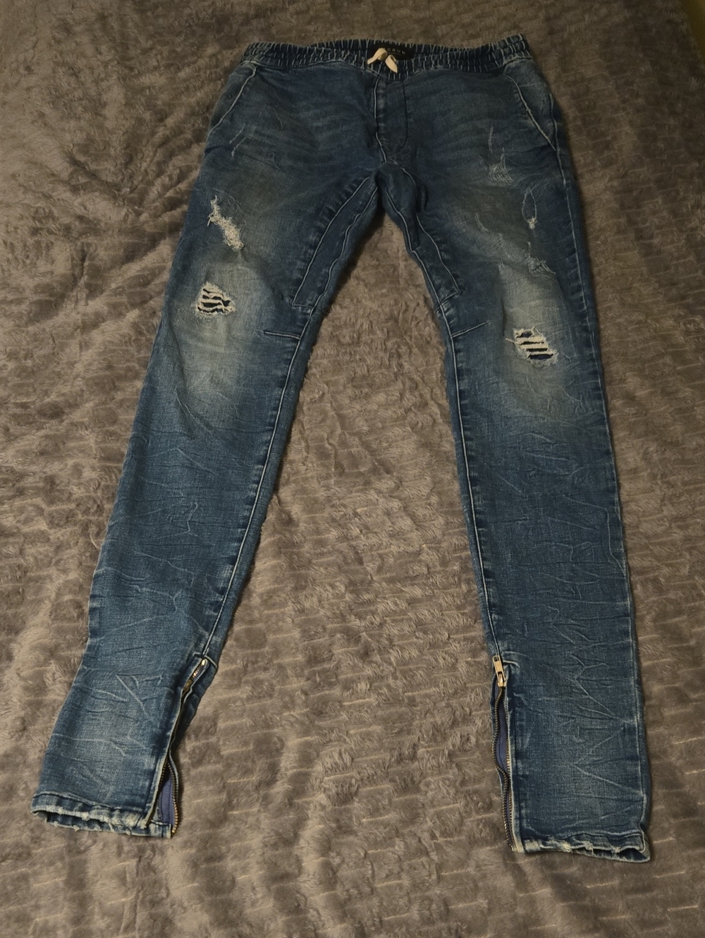 PacSun Men's Distressed Dark Blue Skinny Jeans